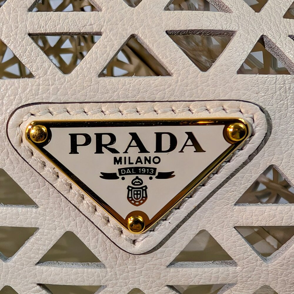 Prada Milano Cream Perforated Tote Bag - Picture 13 of 16